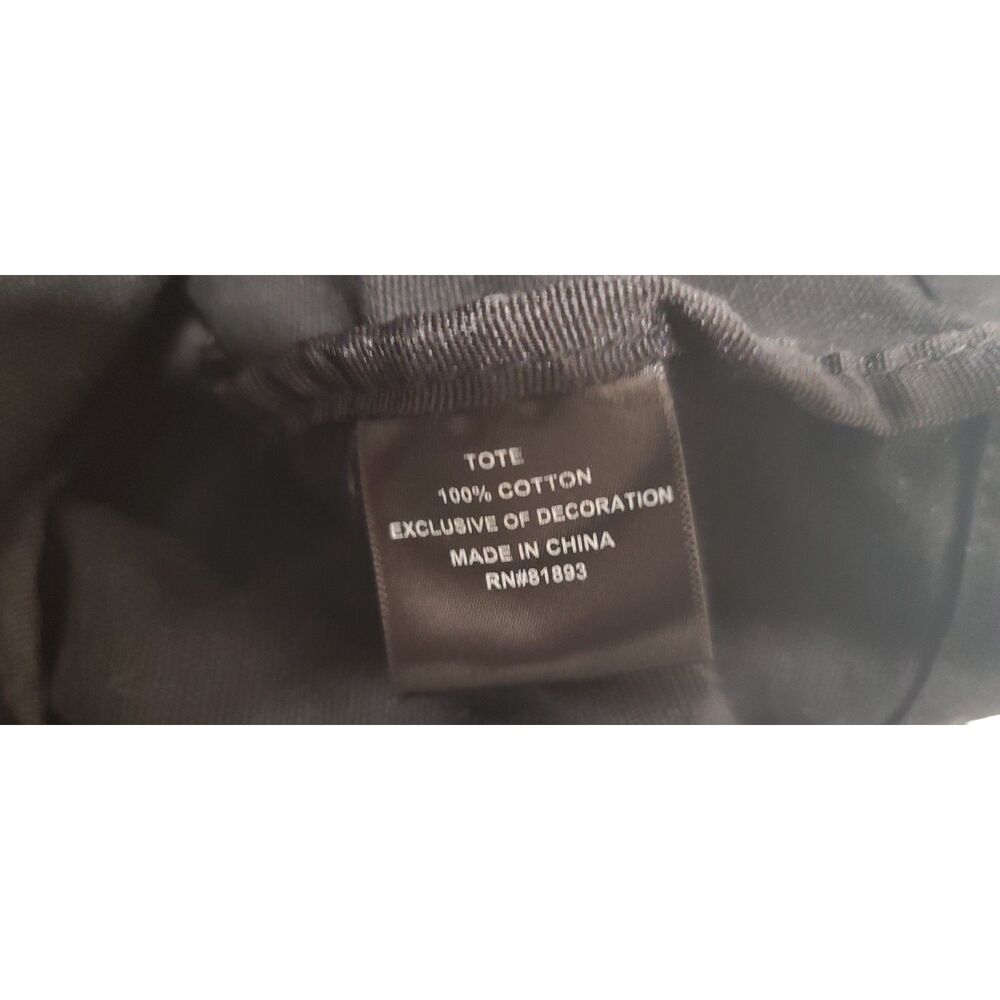 I Am Peace Love World Black Tote Bag W/White Graphic Symbol Peace/Love/Happiness - Picture 3 of 5